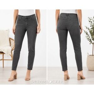 NYDJ Jeans 8 Alina Legging Jeans Black Fade Tapered Mid Rise Lift Tuck Stretch